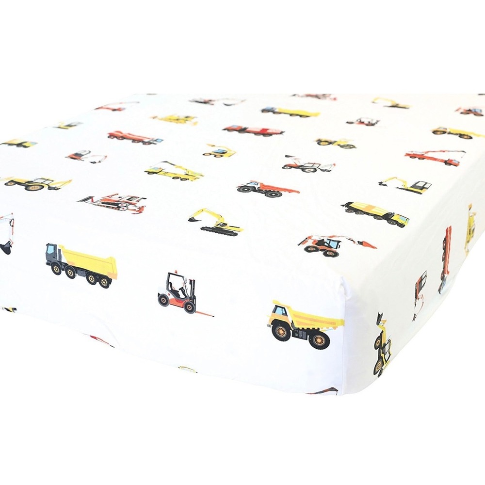 2 NEW Addison Belle crib sheets 100% Organic Cotton Construction Trucks  Bedding